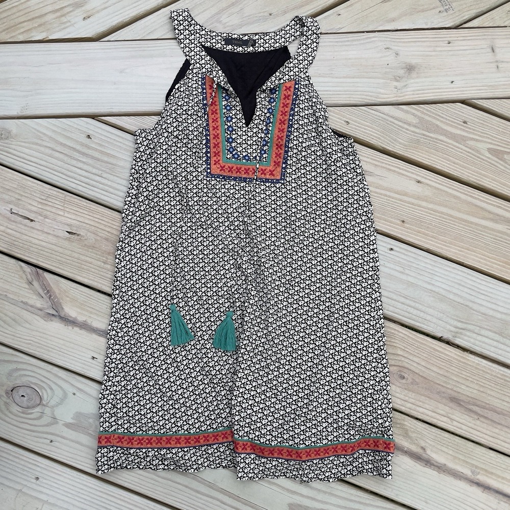 THML Anthropologie Womens Dress Small Sleeveless Embroidered Tribal Halter